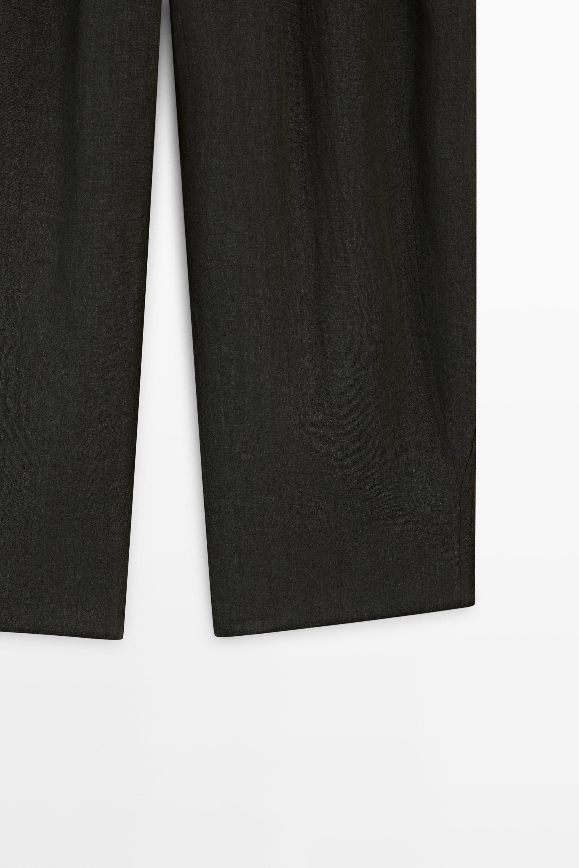 Melange trousers with linen side piece